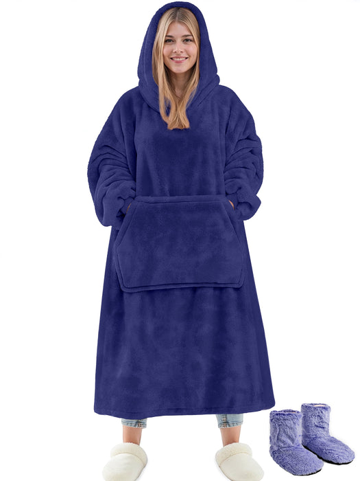 Wearable Blanket Hoodie Sweatshirt for Women and Men, Warm and Cozy Blanket Hoodie, Flannel Blanket with Sleeves and Giant Pocket