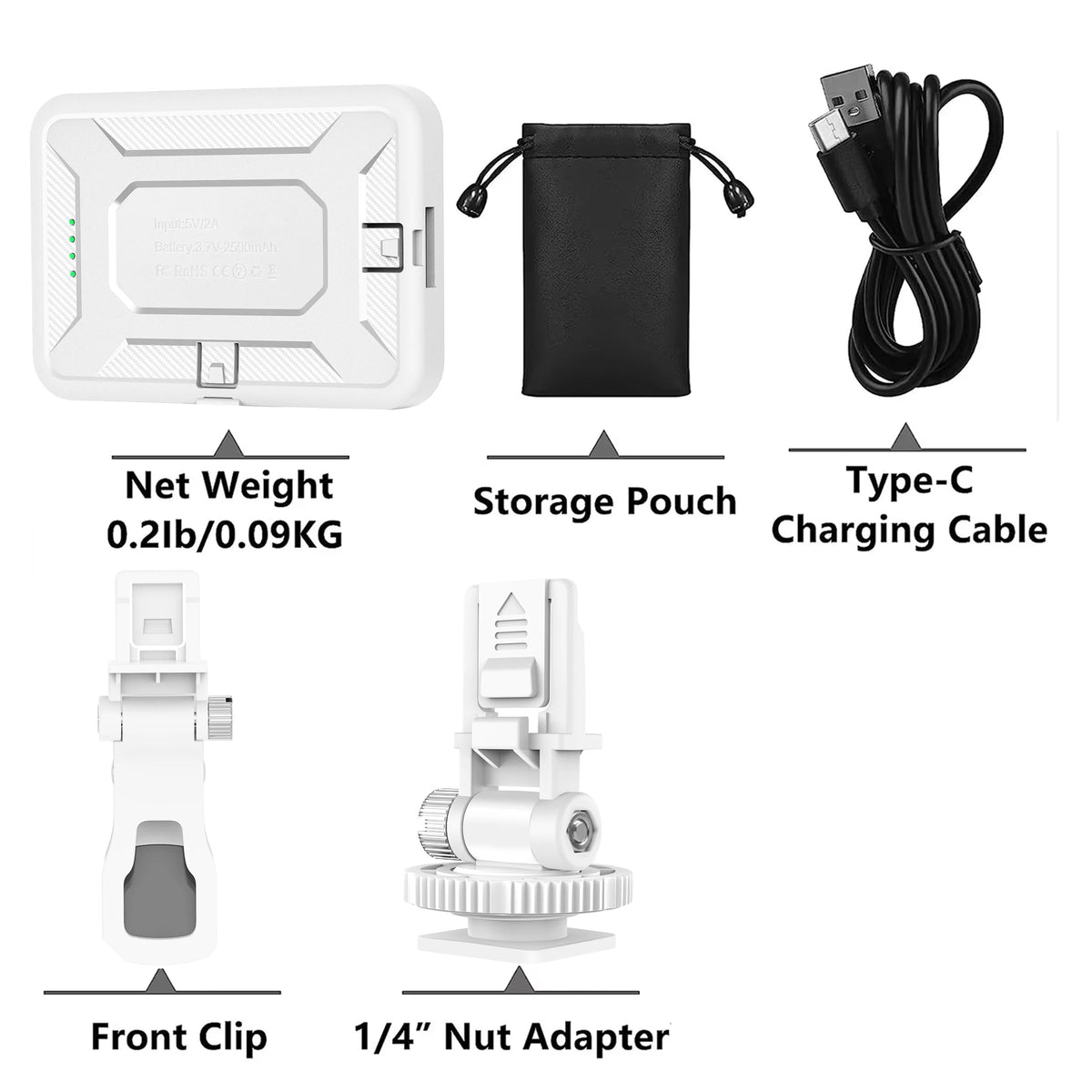 LED Selfie Light 60 High Power Rechargeable Clip Fill Video Light for Phone Ipad with Front & Back Clip Adjusted 3 Light Modes