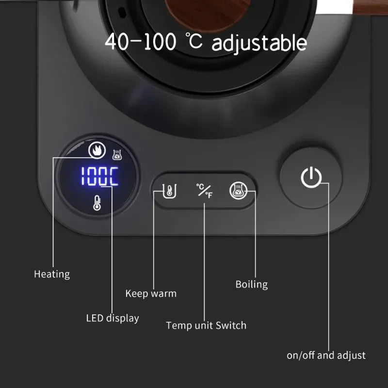 Electric Gooseneck Kettle 900ML Hand Brew Coffee Pot Smart Teapot Temperature Control Pot Rapid Heating Kettle 110V/220V