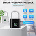 Fingerprint Lock Keyless USB Charging Smart Padlock Waterproof Door Lock 0.2Sec Unlock Portable Anti-Theft Padlock Zinc