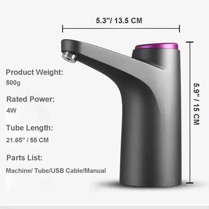 Portable 5-Gallon Water Dispenser with USB Charging-Automatic Electric Pump Suitable for Home, Office, and Outdoor Use