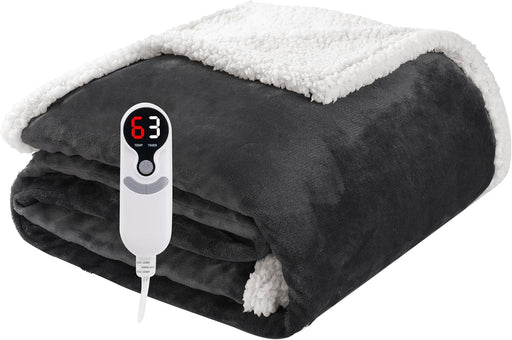 Electric Heated Blanket Throw 50"X60" - Dark Gray, ETL Certified
