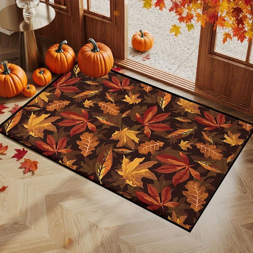 Halloween Decorations, Halloween Decorations Indoor, Fall Pumpkin Maple Leaf Floor Mat 2Pc Halloween Thanksgiving Floor Mat for Bathroom Kitchen Porch Carpet Foot Mat Entrance Mat