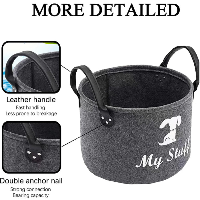 Felt Pet Toy Box Pet Toy Storage Basket Dog Toy Box Special Storage Basket for Organizing Pet Supplies Blanket Pet Storage Box
