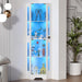65" Corner Display Cabinet with LED Lights 4 Tier, White, Curio Cabinet with Motion Sensor Lighting & Glass Doors for Collectibles, Easy Assembly Shelves
