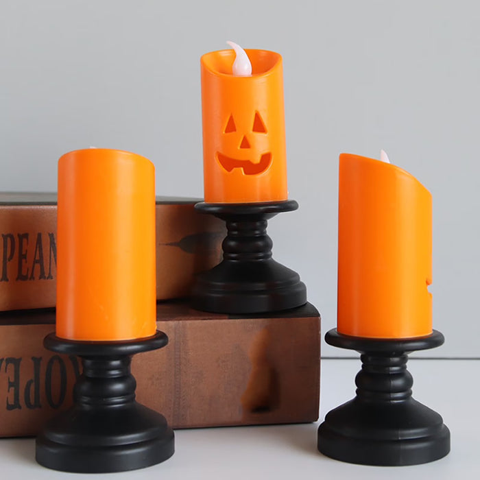 3 Pcs Halloween LED Candle Light, Halloween Candle Pumpkin Lights, Flameless Candles, Luminary Bags, Flameless Candle for Home outside Yard Lawn Garden Party