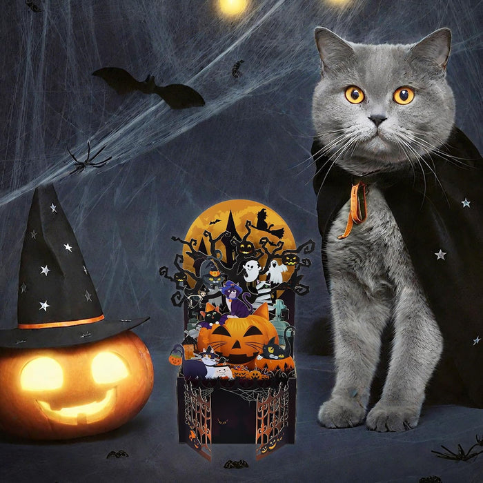 Pop up Halloween Card, Halloween Gifts for Kids Friends Cat Lovers