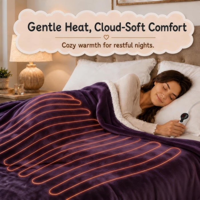 Electric Heated Blanket Full 72"X84" - Dark Purple, ETL Certified