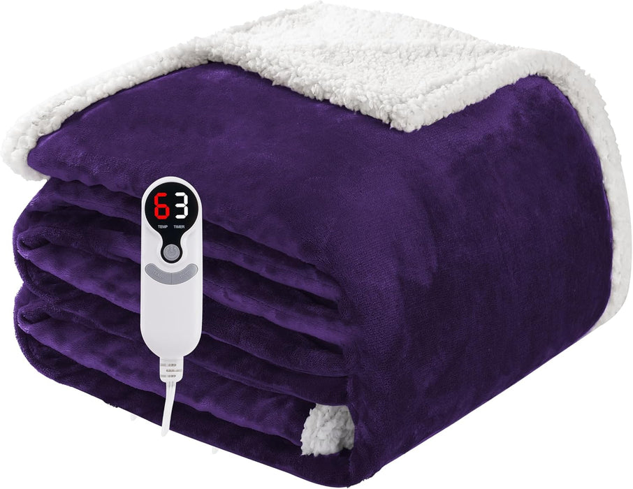 Electric Heated Blanket Full 72"X84" - Dark Purple, ETL Certified