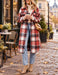 Women Oversized Plaid Shacket Long Fall Flannel Shirt Jacket