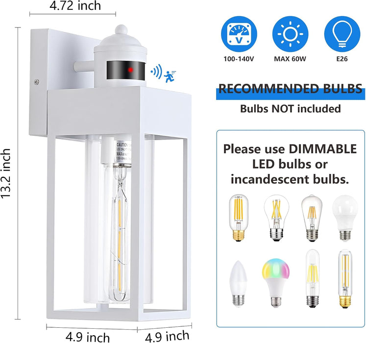 2-Pack Motion Sensor Outdoor Lights, Upgrade Dusk to Dawn Exterior Lighting Fixtures, Modern Porch Lights with Cylinder Lampshade, LED Wall Sconce for Garage Patio Garden House