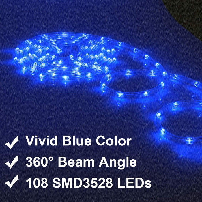 16Ft Blue Rope Light ETL Waterproof Outdoor
