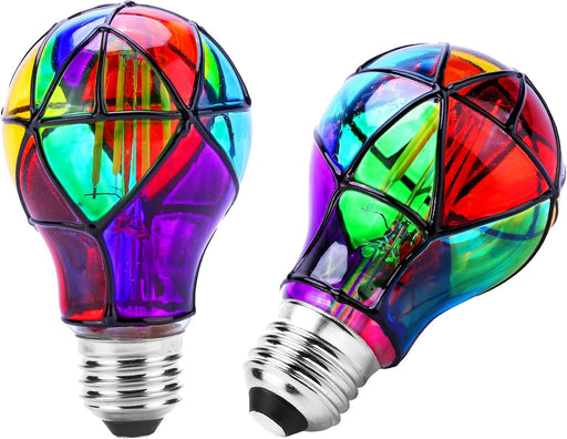 Stained Glass Light Bulbs E26 3.5W LED Edison Light Bulb A60 2 Pack