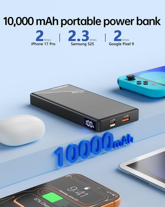 2-Pack Portable Charger Power Bank 10000Mah, Slim Power Bank