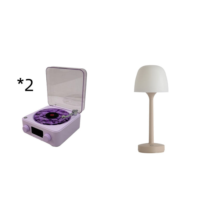 Retro Turntable Speaker Wireless Bluetooth-Compatible 5.0 Vinyl Record Player Stereo Sound with White Noise RGB Projection Lamp Effect