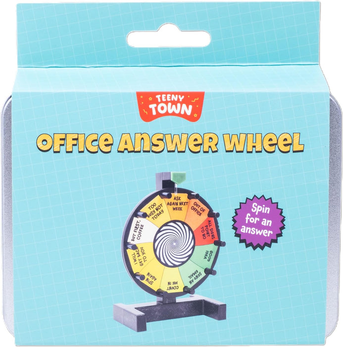 Teeny Town Office Answer Wheel – 3.75″ Desktop Spinner with 10 Quirky Responses, Mini Desk Gadget, Fun Office Toy, Decision Maker, Novelty Gift for Coworkers
