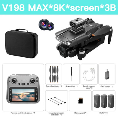 Original V198 MAX GPS Drone 8K Profesional 4K HD Camera Brushless Laser Obstacle Avoidance Foldable Quadcopter Aerial Optical