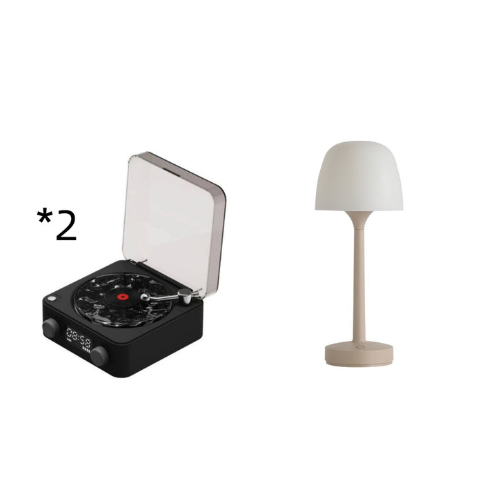 Retro Turntable Speaker Wireless Bluetooth-Compatible 5.0 Vinyl Record Player Stereo Sound with White Noise RGB Projection Lamp Effect