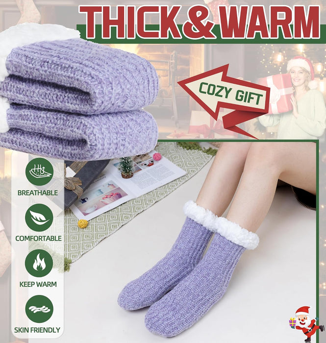 Women Slipper Fuzzy Socks Winter Warm Thermal Cozy Fleece Home Grips Socks