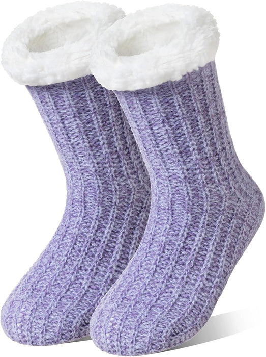 Women Slipper Fuzzy Socks Winter Warm Thermal Cozy Fleece Home Grips Socks