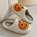 Smile Pumpkin Halloween Women'S Slippers Winter Indoor Cartoon Comfort Home Bedroom Soft Causal Flat Plush Shoes for Gift