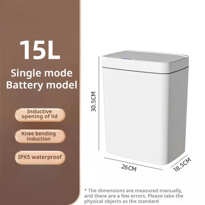 Smart Bathroom Trash Can Automatic Bagging Electronic Trash Can White Touchless Narrow Smart Sensor Garbage Bin Smart Home 15L