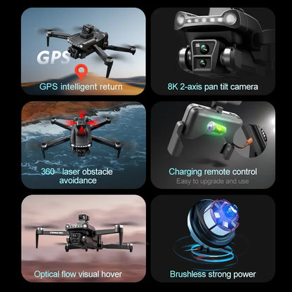 Original V198 MAX GPS Drone 8K Profesional 4K HD Camera Brushless Laser Obstacle Avoidance Foldable Quadcopter Aerial Optical