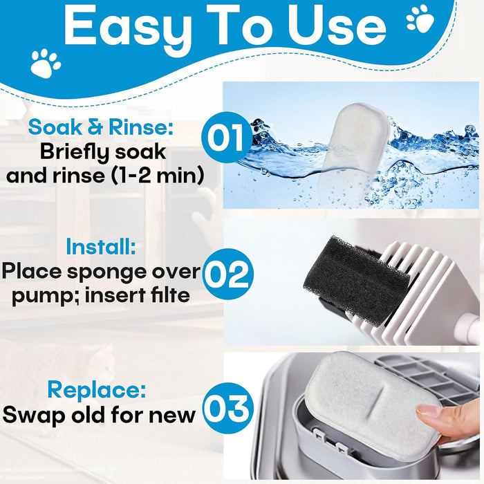 12+12 Pcs Cat Water Filters Replacement for 108Oz/3.2L & 67Oz/2L Fountains