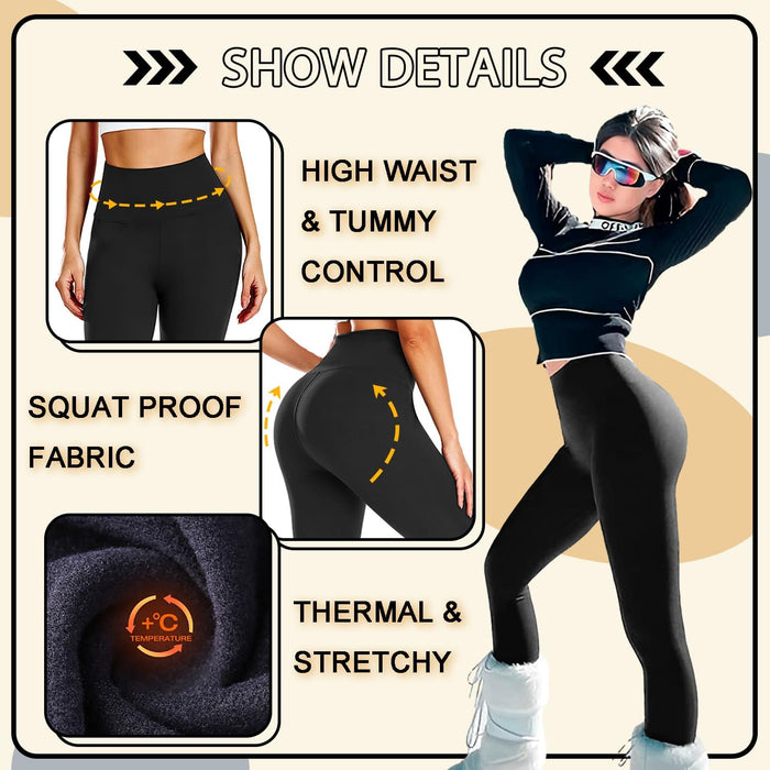 Fleece Lined Leggings Women High Waisted Tummy Control Workout Winter Thermal Warm Soft Yoga Pants