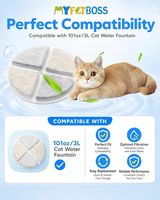 12 Pack Cat Water Fountain Filters Fit for 101Oz/3L Cat Fountains