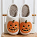 Smile Pumpkin Halloween Women'S Slippers Winter Indoor Cartoon Comfort Home Bedroom Soft Causal Flat Plush Shoes for Gift