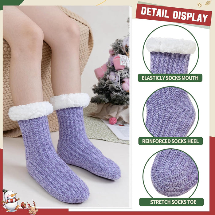 Women Slipper Fuzzy Socks Winter Warm Thermal Cozy Fleece Home Grips Socks