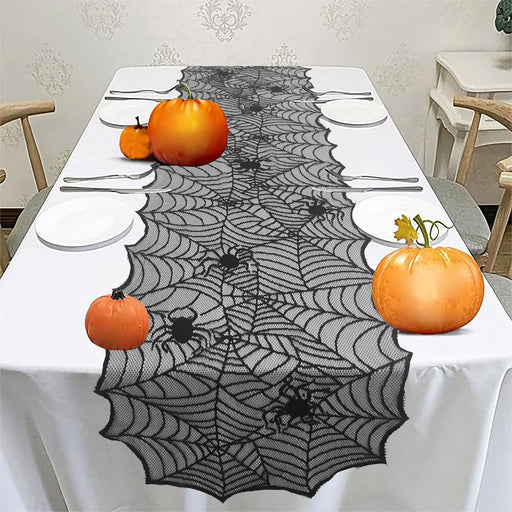 Clearance under 5 Halloween Decorations Halloween Spiderweb Tablecloth Black Lace Spider Party Table Decor Curtain