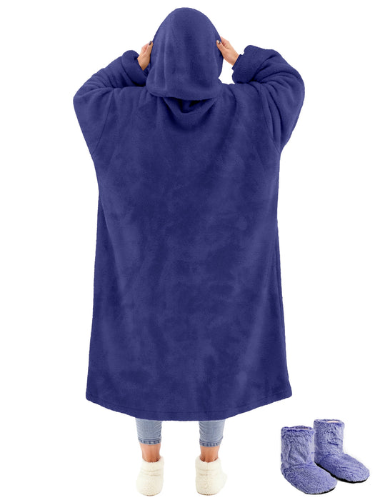 Wearable Blanket Hoodie Sweatshirt for Women and Men, Warm and Cozy Blanket Hoodie, Flannel Blanket with Sleeves and Giant Pocket