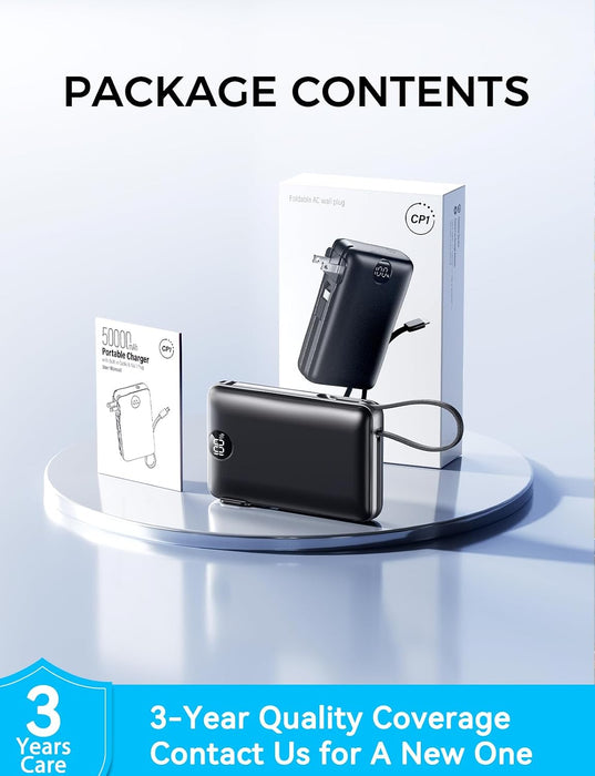 Portable Charger Power Bank 50000Mah Massive Capacity with Wall Plug