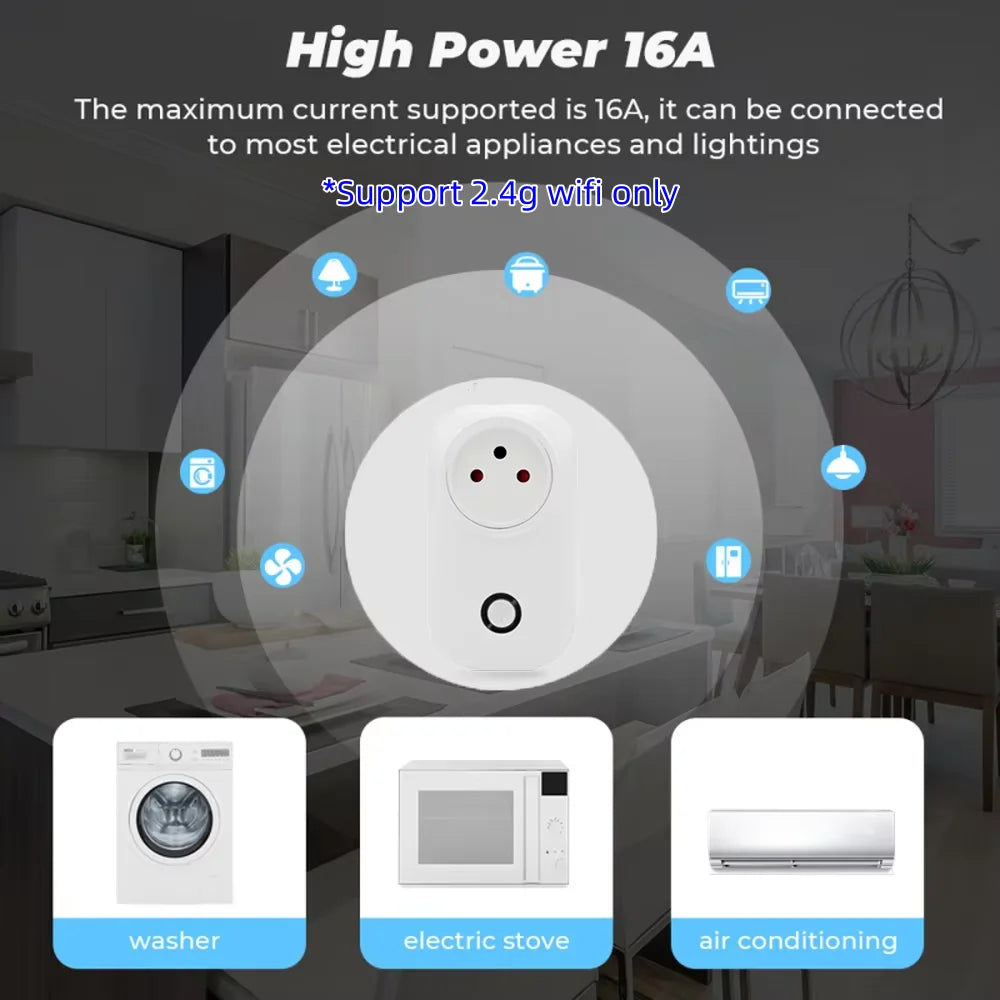Tuya Smart Socket Israel Plug 16A Power Monitor Wifi Light Switch Smart Life Remote Control Outlet for Alexa, Google Assistant