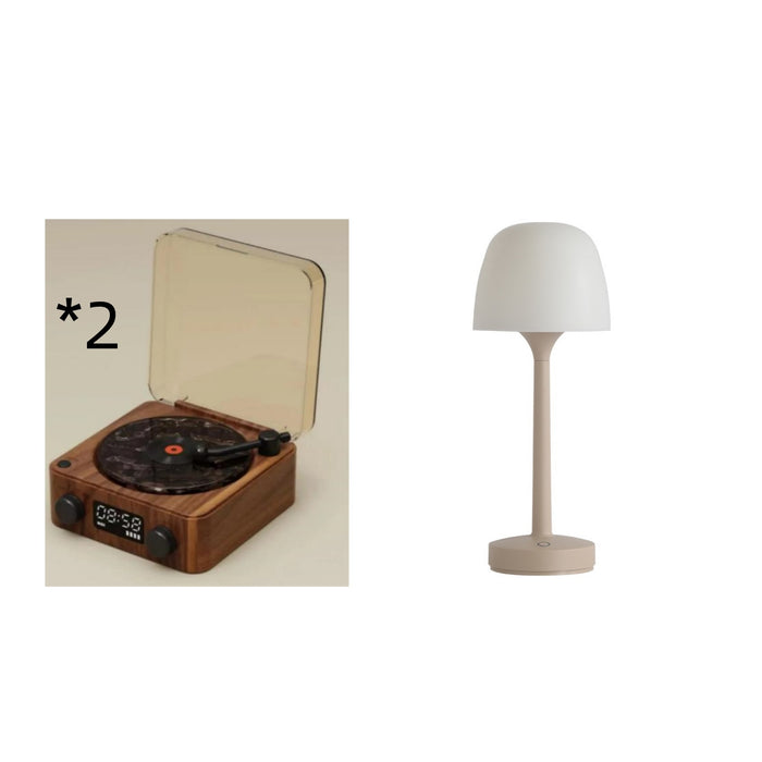 Retro Turntable Speaker Wireless Bluetooth-Compatible 5.0 Vinyl Record Player Stereo Sound with White Noise RGB Projection Lamp Effect
