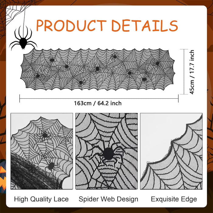Clearance under 5 Halloween Decorations Halloween Spiderweb Tablecloth Black Lace Spider Party Table Decor Curtain