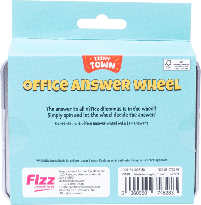 Teeny Town Office Answer Wheel – 3.75″ Desktop Spinner with 10 Quirky Responses, Mini Desk Gadget, Fun Office Toy, Decision Maker, Novelty Gift for Coworkers